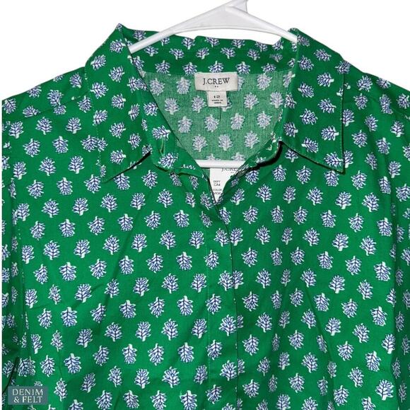 J.Crew Kelly Green Collared Short Sleeve Cotton Stretch Tie Waist Dress NEW - Picture 9 of 16